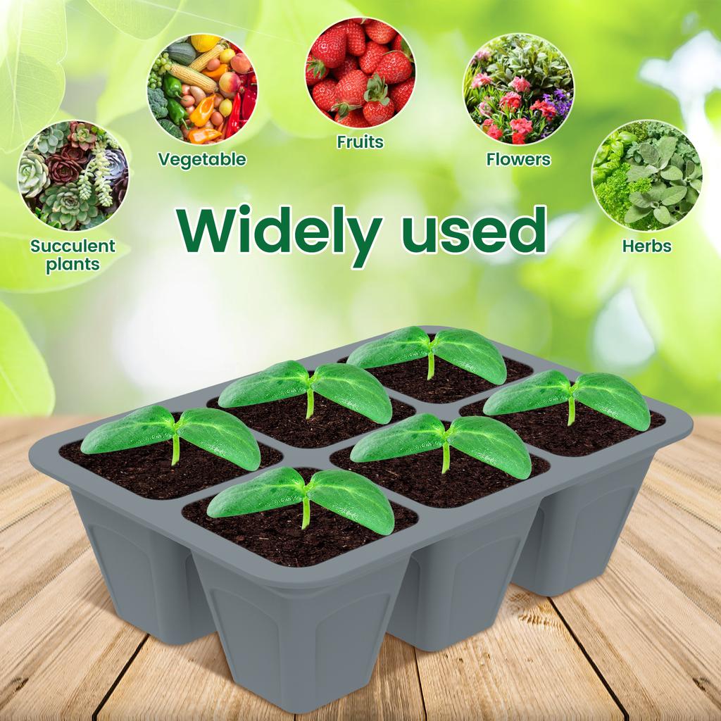 3 шт. Лоток для рассады 6 ячеек Силиконовый лоток для посадки рассады Многоразовый садовый контейнер для проращивания рассады с дренажными отверстиями