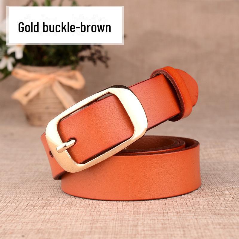 Women's Genuine Leather Korean Style Belt with Pin Buckle - Fashionable Cowhide Accessory