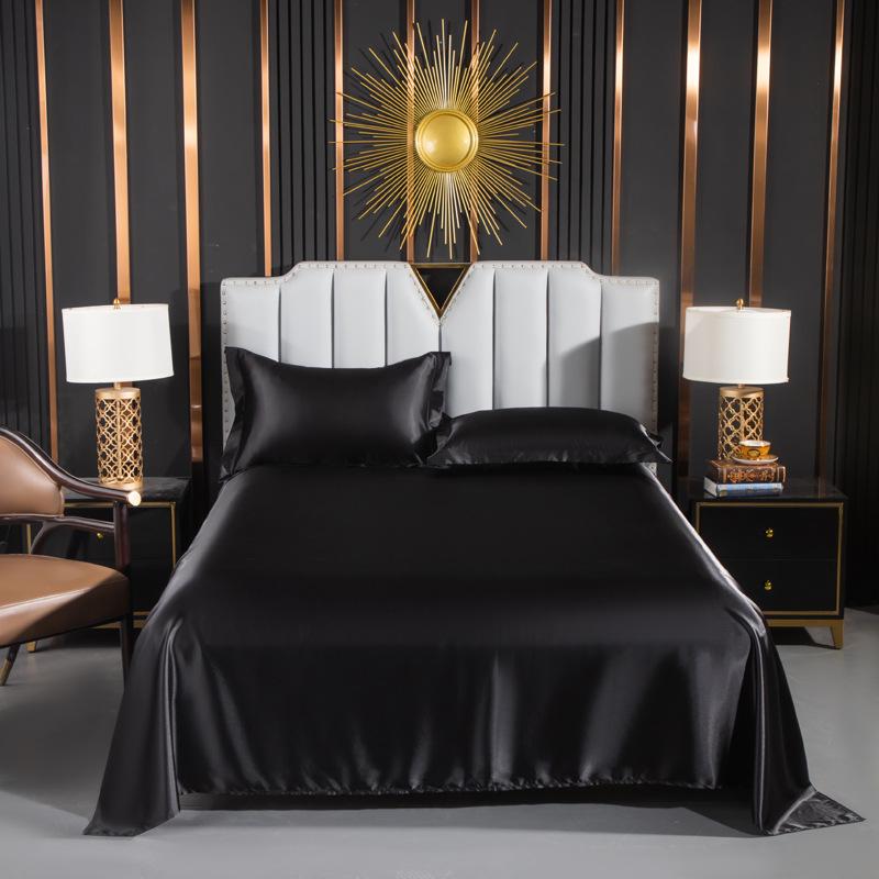 Japanese Style Silky Solid Color Bedding Set - Includes Sheet and Two Pillowcases for a Cool, Nude Sleeping Experience In Summer.