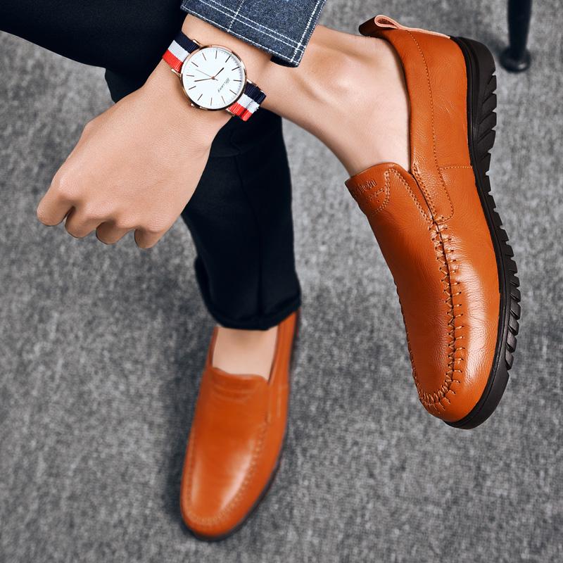 Мужская повседневная обувь Кожаная обувь ручной работы Мужские туфли большого размера для вождения