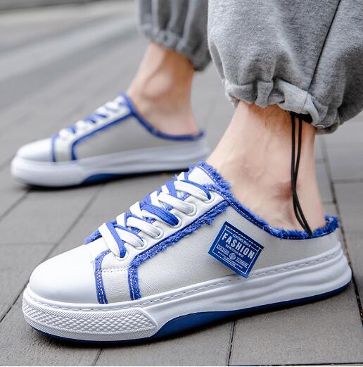 Fashion Summer New Men's Shoes Cool Canvas Slippers Men's Fashion Trend Canvas Thick Soled Breathable Sneakers Slippers Shoes D276