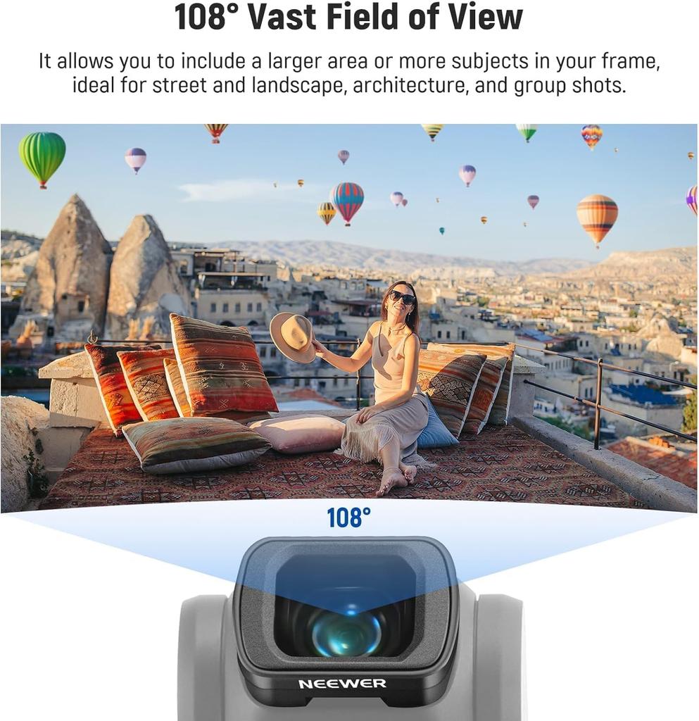 EEWER Filter Set with 0.75x Wide Angle Lens 108° FOV, Variable ND 2-32 CPL 1/4 Black Diffusion Filter For Osmo Pocket 3 / 4