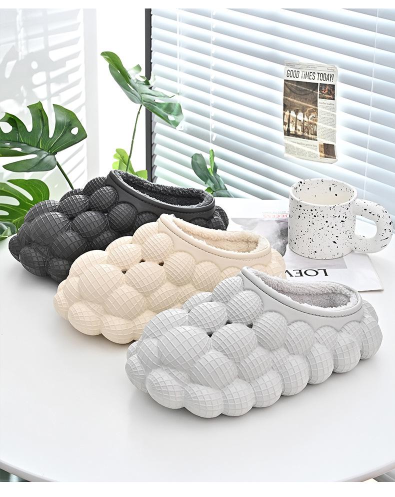 Трансграничные Нескользящие Теплые Хлопковые Тапочки Личи - Водонепроницаемый Дизайн Виноград Арахис Пузырь