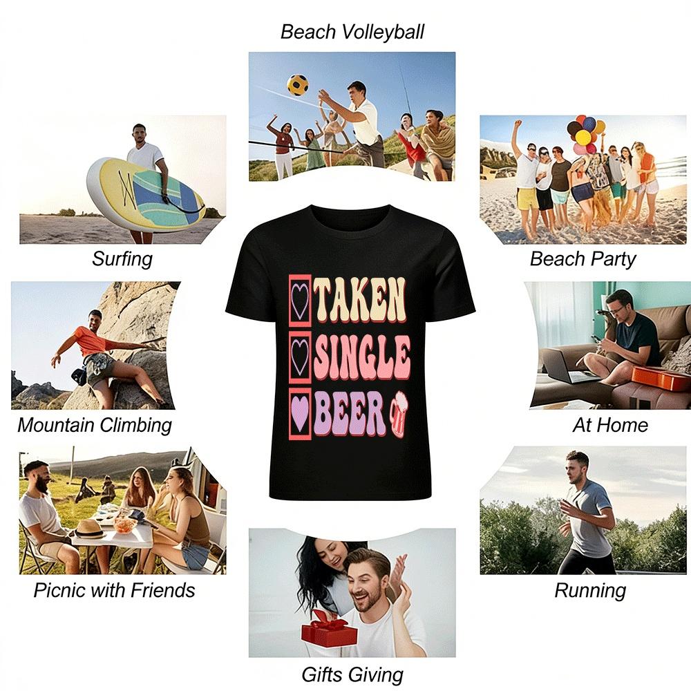 Funny Taken Single Beer Checkbox Graphic Casual T-Shirt Pure cotton T-shirt