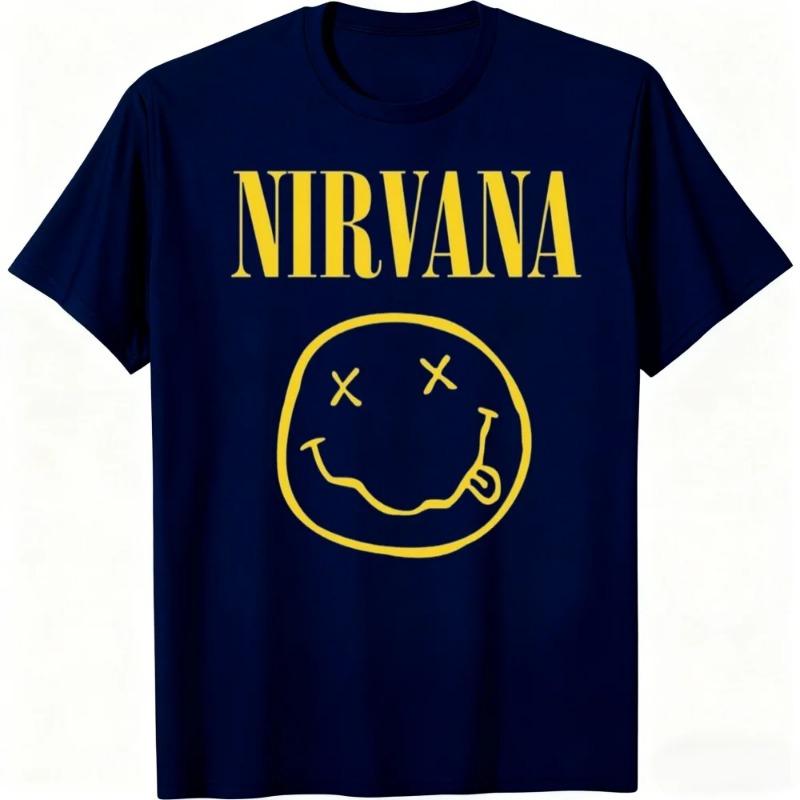 Новая Мужская Футболка Рок-Группы Nirvana Хип-Хоп Стиль Мужская и Женская Оверсайз Y2K Футболка Повседневная Свободная Уличная Унисекс Одежда