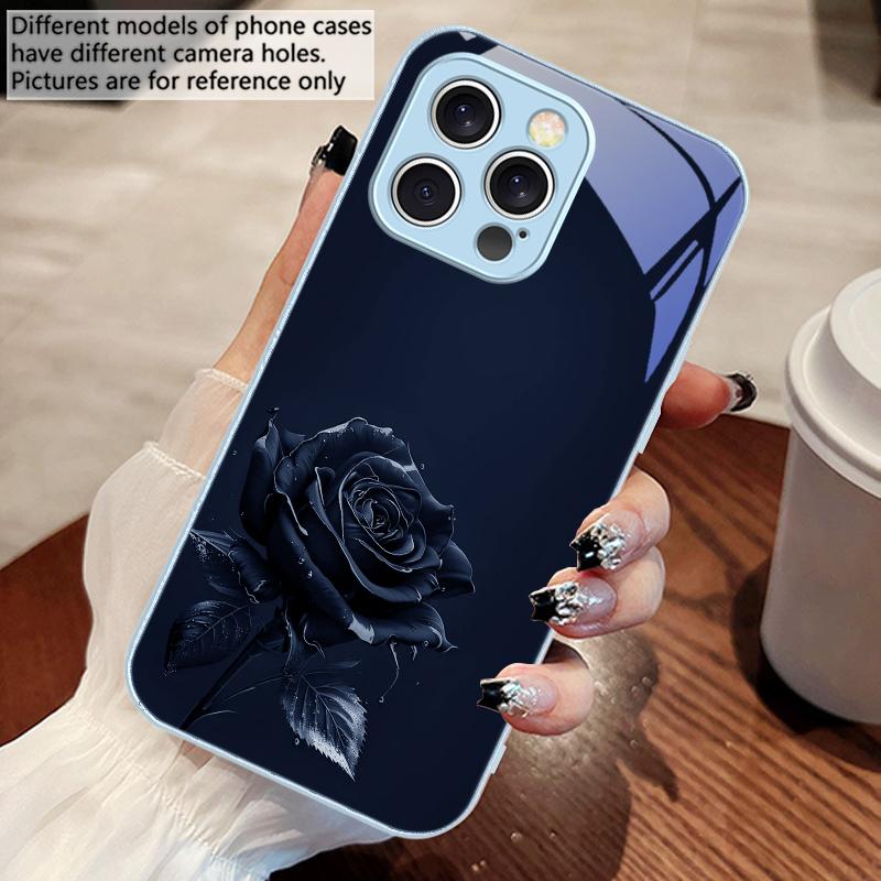 Темно-золотая роза для iPhone 16 E 15 14 13 Plus 12 mini 11 Pro Max XR Xs Max X 7 8 6 6S 2022 Чехол для телефона из закаленного стекла