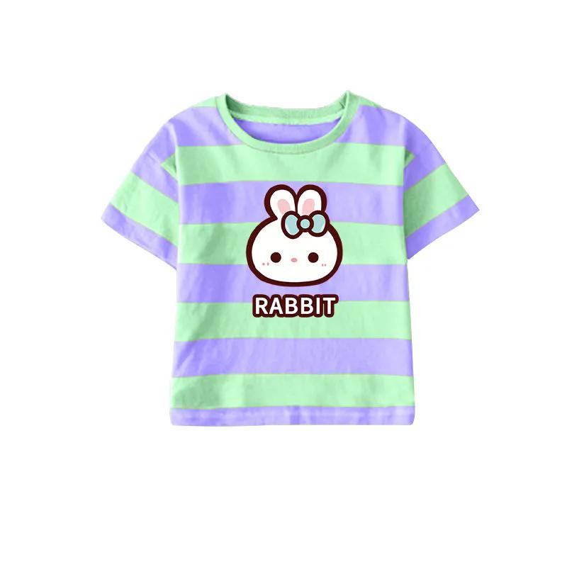 Детский костюм, летний корейский комплект с 3D принтом в тонкую розовую полоску для девочек, повседневные студенческие шорты, комплект из двух предметов