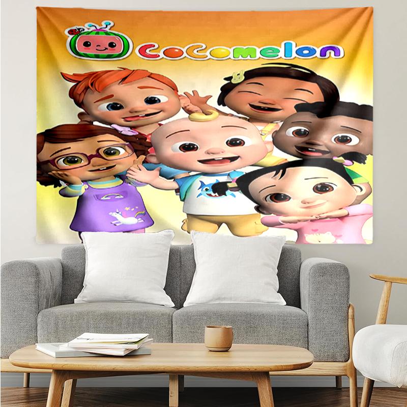 CoComelon Print Tapestry, Backdrop, Easy Setup, Ideal for Bedroom, Office & Living Room, with Aesthetic Wall Hanging Decor.