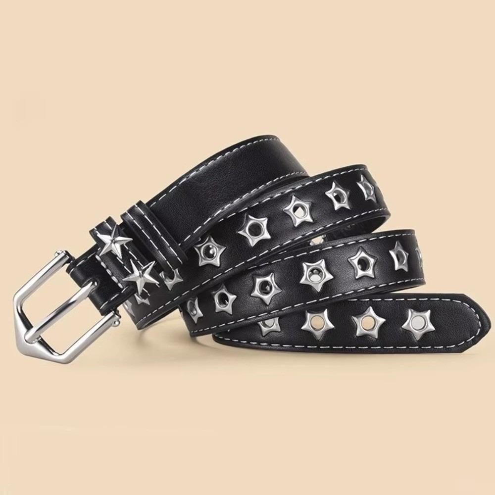 Pin Buckle Eyelet Belt Hollow Star Design Pin Buckle Belt Classic Designer Jeans Belt For Women