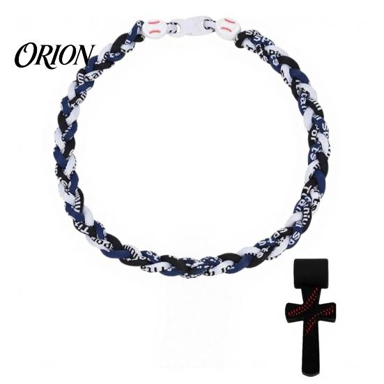 Stainless Steel Crossroads Pendant Triple-Rope Baseball Necklace, Braided Rope Design Necklace with Crossroad Pendant, Team Spirit Gift Sports