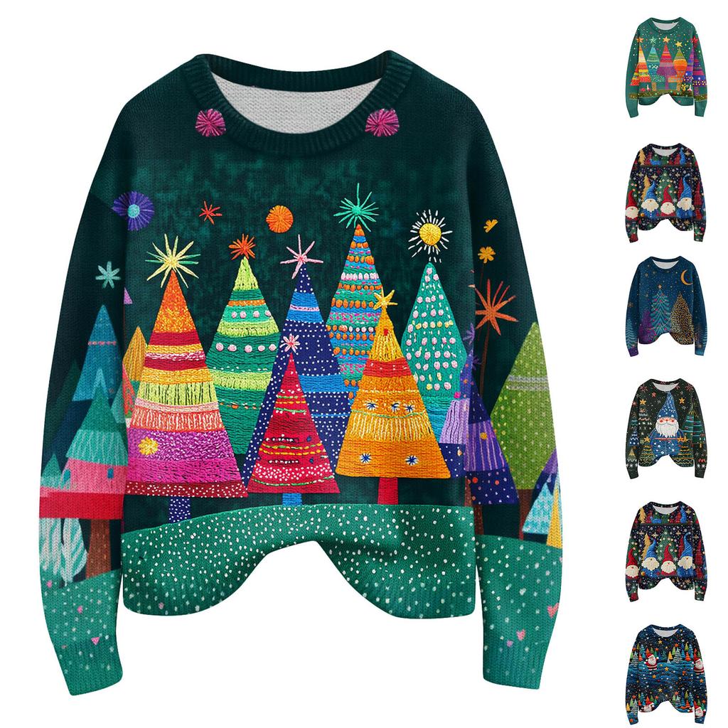 Women'S Christmas Sweater Cute Fun Christmas Sweater Fall And Winter Long Sleeve Knitted Sweater