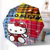 Hello Kitty,Plaid Pattern Automatic Folding Umbrella-Simple 8-Rib Design, Bright Cartoon Pattern, Durable Iron Frame, Suitable For Travel, O