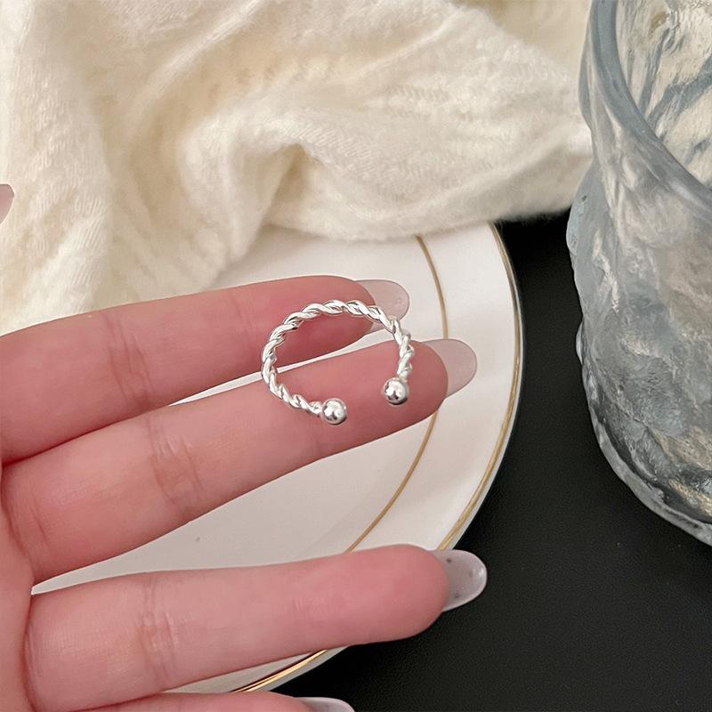 Korean Version Plain Ring Irregular 925 Sterling Silver Versatile Ring Women's Niche Ins Style Design Non-fading Combination Ring