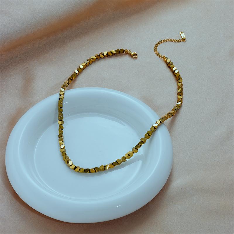 XIYANIKE 316L Stainless Steel Necklace for Women Gold Color Chain Irregular Bead Exquisite Charming New Trends Simple Jewelry