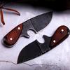 1pc Stainless Steel Outdoor Utility Knife with Wooden Handle  Nylon Sheath  Compact Camping Hiking and Vehicle Escape Tool