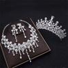 Baroque Crystal Water Drop Bridal Jewelry Sets Rhinestone Tiaras Crown Necklace Earrings for Bride Wedding Jewelry