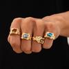 4 шт. Кольца с нерегулярными цветными драгоценными камнями, золотые, серебряные, преувеличенные кольца, классные открытые кольца со стразами для мужчин
