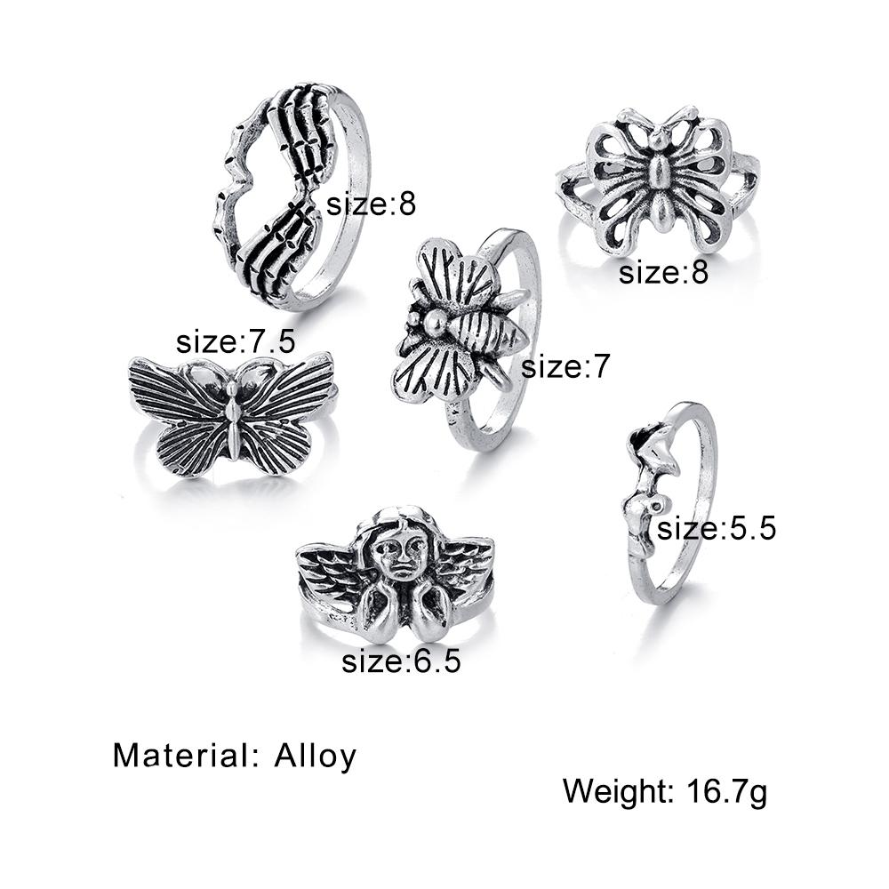 Скелет Пальмы Хэллоуин Ужас Ангел Девушка Бабочка Выдолбленные Ювелирные Кольца Набор