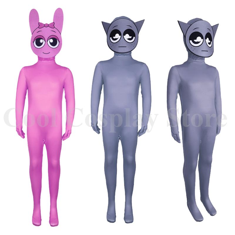 Adult Kids Sprunki Incredibox Cosplay Costume 2025 Monster Horror Game Jumpsuit Halloween Bodysuit