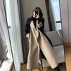 Woolen Coat Women's Long Winter New Style High-end Temperament Slim Contrast Color Woolen Coat Women