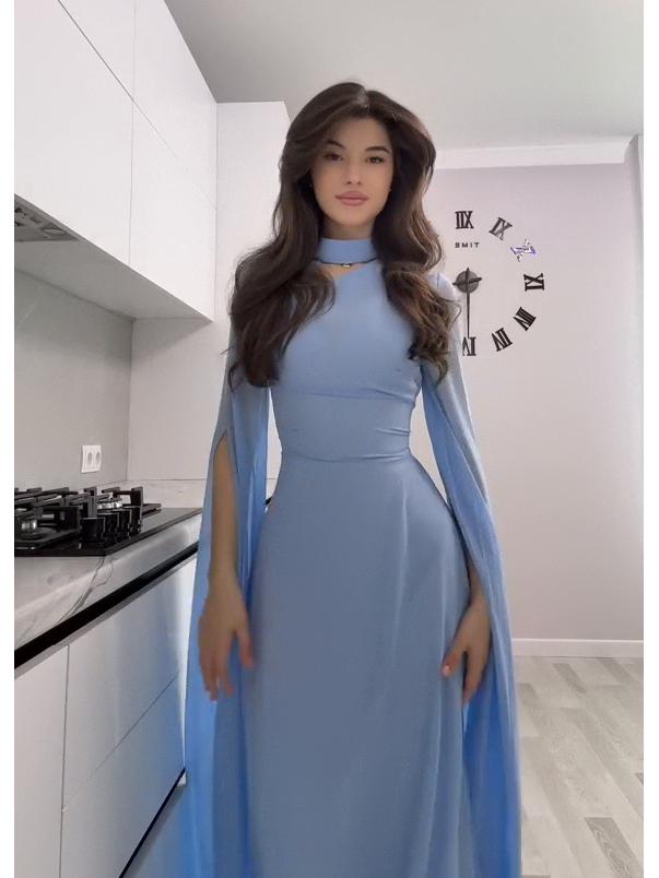 Женское однотонное платье с рукавами-колпачками для работы, 2025