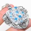 Natural K2 Blue Azurite, White Topaz 925 Sterling Silver Pendant 2.48" S9V23
