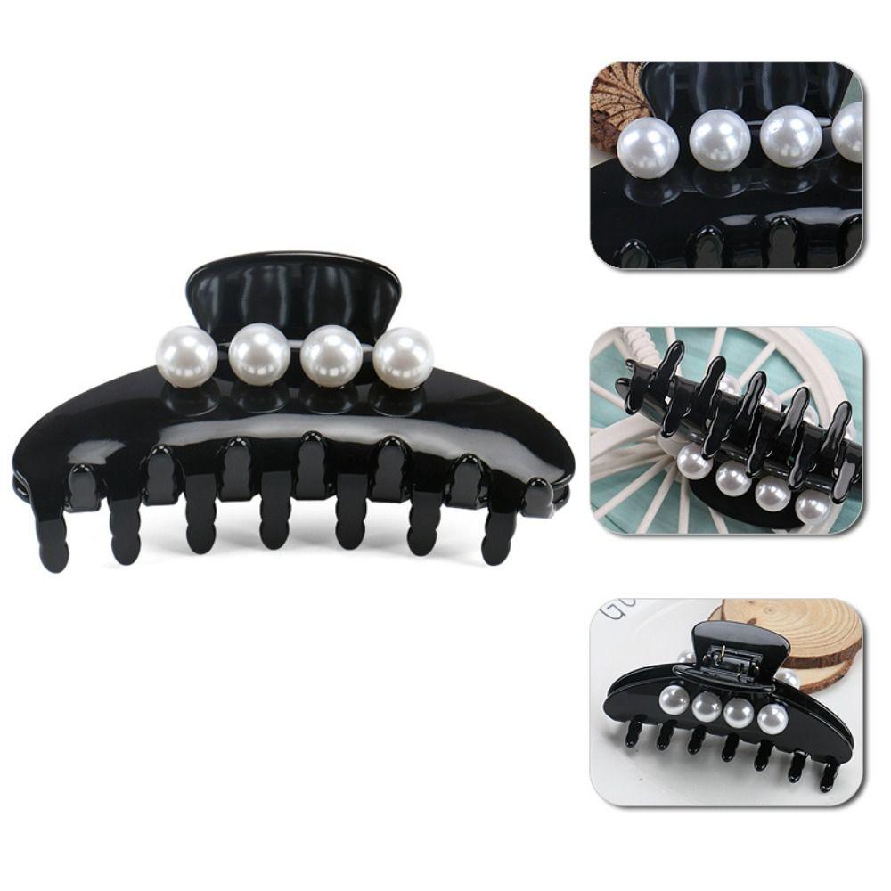 Vintage Big Pearl hair Grab Elegant Women Acetate Hair Clips Hair Ponytail Clip for Girls