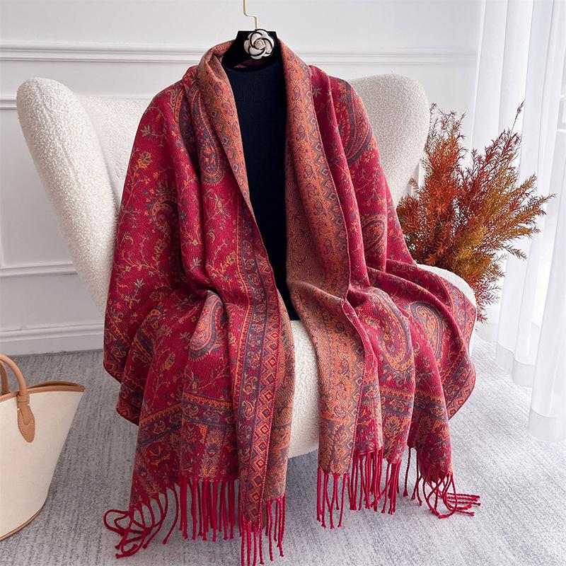 Pashmina Winter Hijab Scarf Long Muslim Cashmere Shawl Female Foulard Soft Turban Head Wraps for Women Headband Poncho Stoles