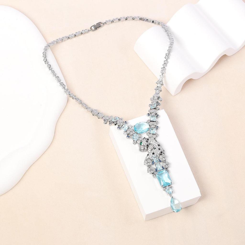 Высококлассное европейское и американское ретро леопардовое циркониевое ожерелье: Модные украшения на каждый день