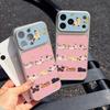 Розово-синий кот подходит для чехла для мобильного телефона Apple 17 iPhone15promax полноразмерный 16Pro кожаный узор 14 простой ins