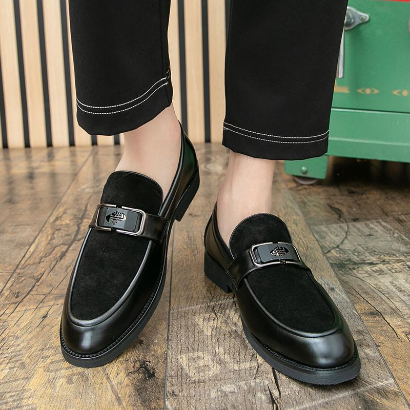 Мужские кожаные туфли без застежек Деловые туфли Повседневные туфли-лоферы Оксфорды Свадебные туфли