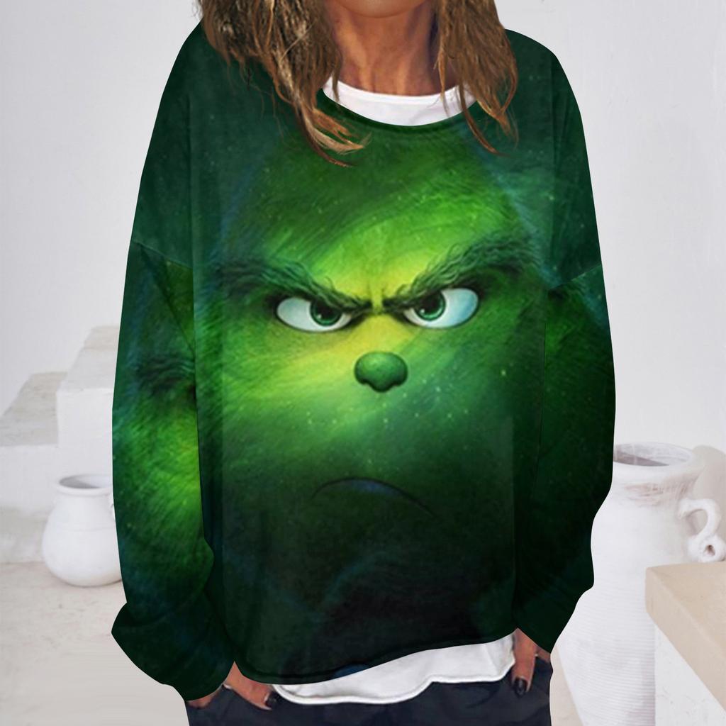 Женская повседневная модная винтажная толстовка с длинным рукавом и круглым вырезом с принтом, многослойный пуловер, топ