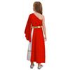 Girls Greek Toga Costume Single Shoulder Tulle Shawl Patchwork Flowy Dress Waistband Ancient Roman Halloween Outfit