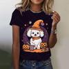 Fashion Women's T-shirt with  Halloween Dog  Graphic 3D Printed Short Sleeve Summer Oversized Polyester Fiber Clothing