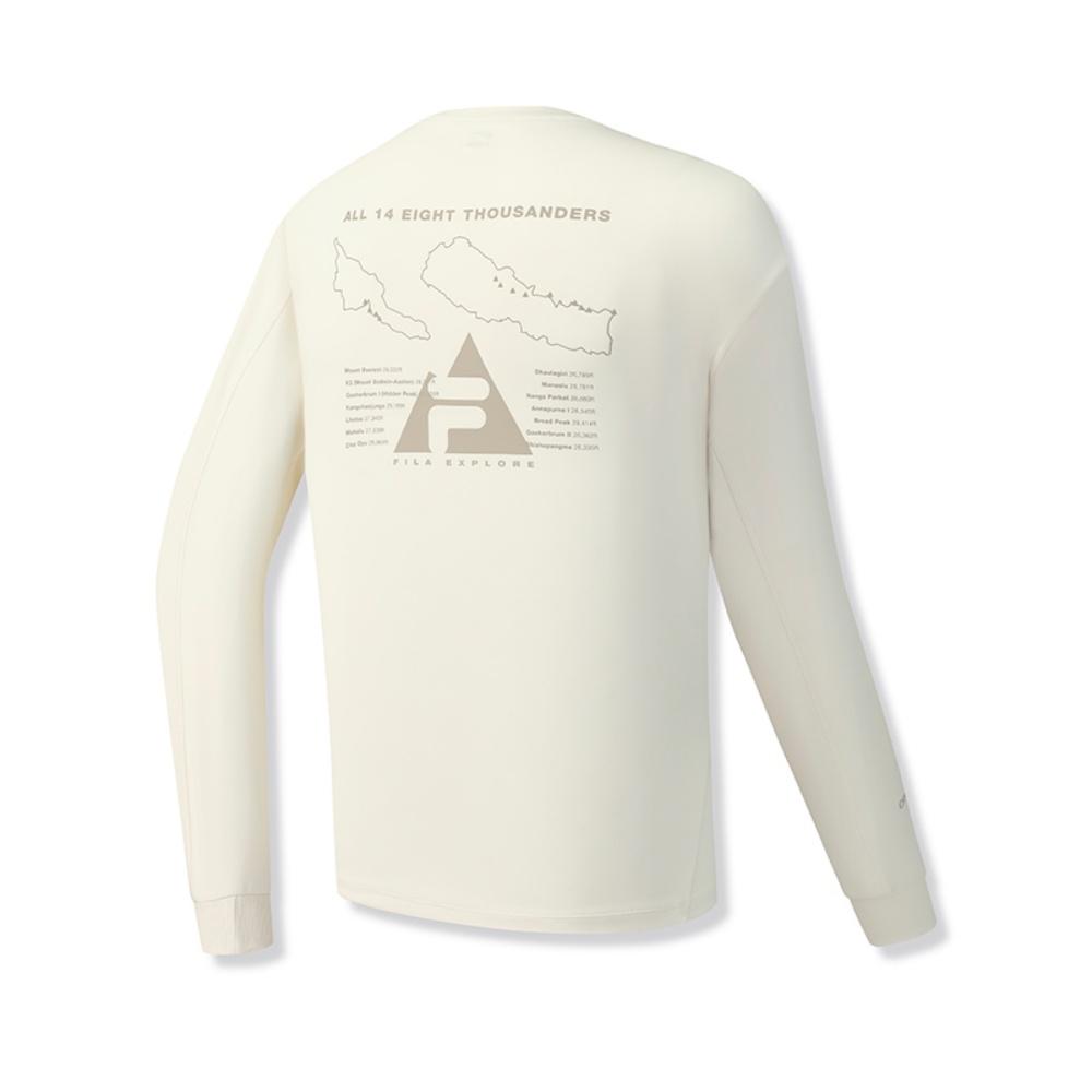 Fila Explorer Мода Повседневный Спорт На Открытом Воздухе Универсальный Удобный Мягкая Текстура Вязаный Свободного Кроя Футболка с Длинным Рукавом Мужские Топы A11M547208FIV