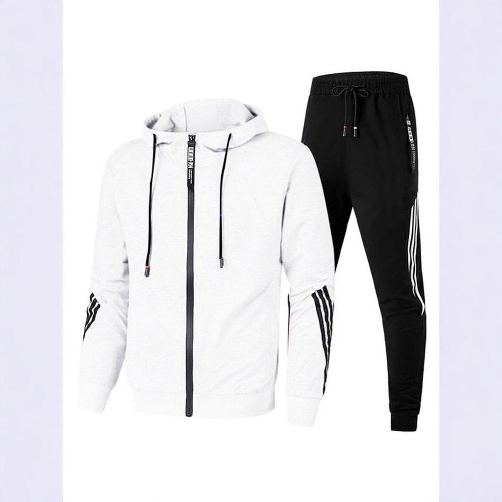 Мужской спортивный костюм с капюшоном, узкого кроя: Новый весенне-осенний повседневный комплект из двух предметов