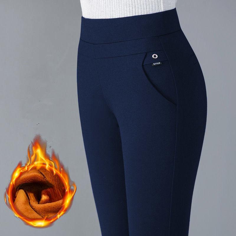 Winter Padded Trousers Casual Large Size Women's Trousers Stretch Middle Age Ladies Pants