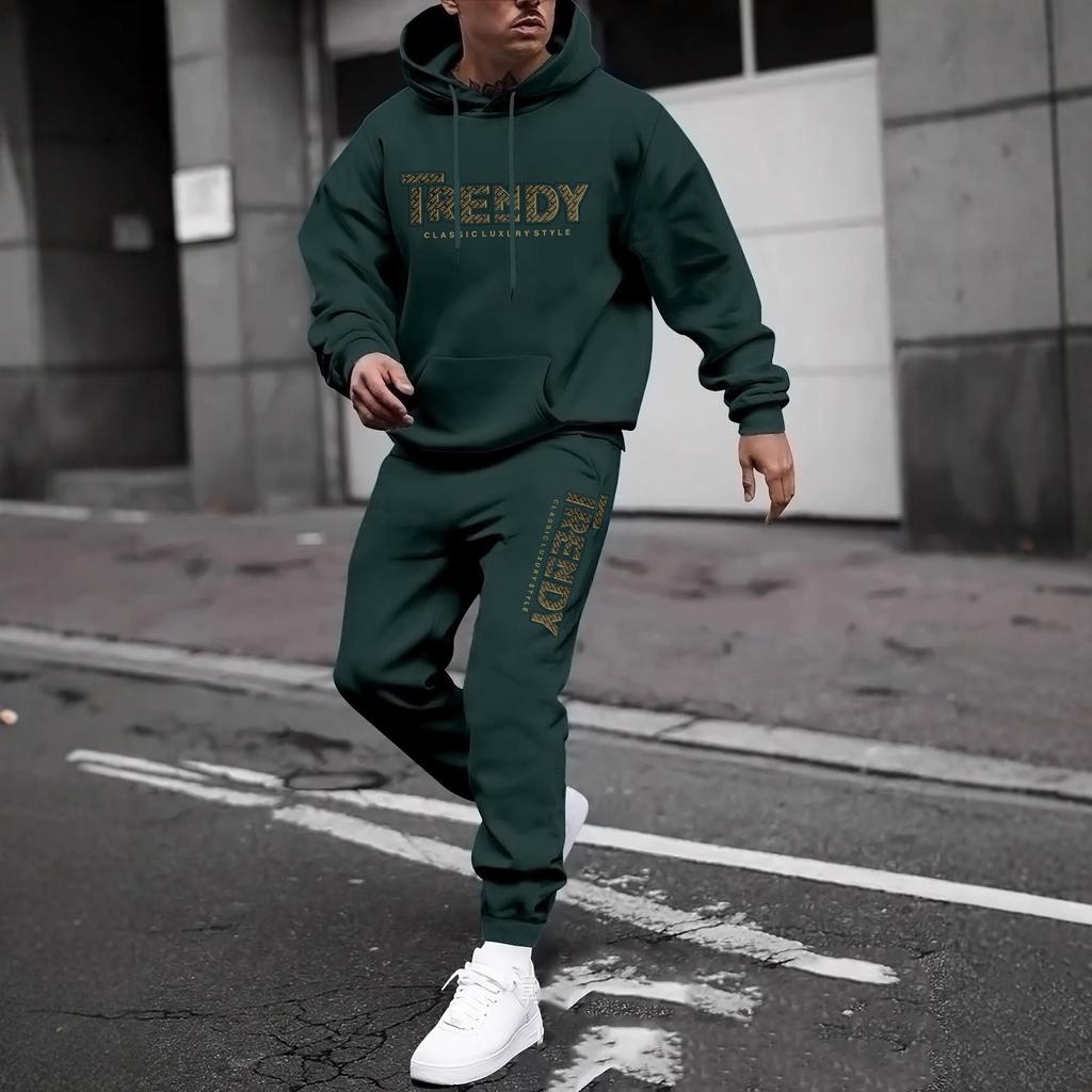 New sweater sweatpants set letter printing casual jacket autumn and winter velvet street tide youth hooded suit