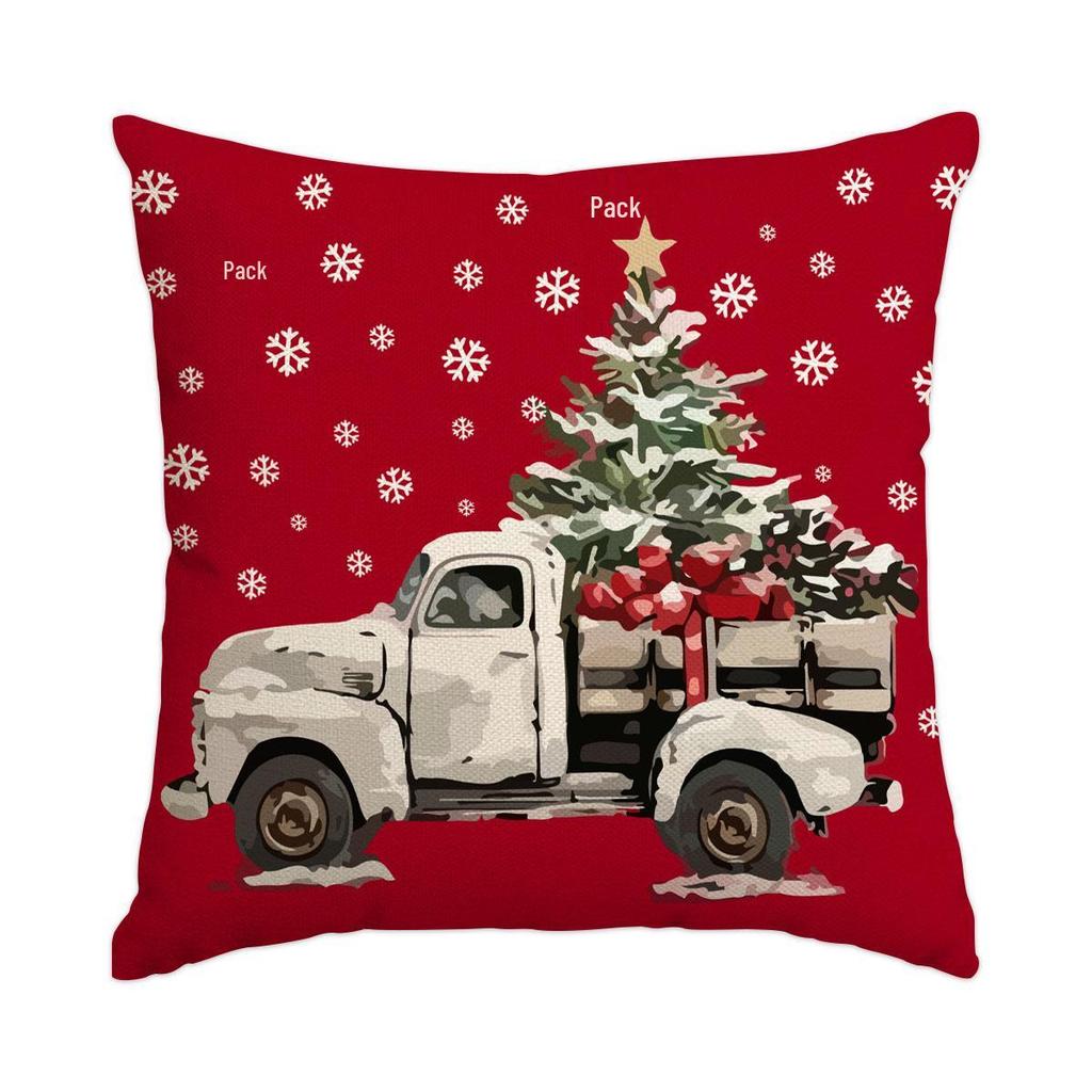 Горячая распродажа Рождественская наволочка из искусственного льна с принтом елки и снеговика - Праздничная декоративная наволочка для диванной подушки