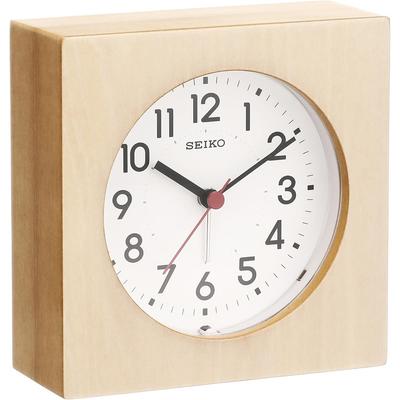 Clock, Wall Clock/Desk Clock, Analog, Alarm, Wooden Frame, Natural Wood Finish, KR501A SEIKO