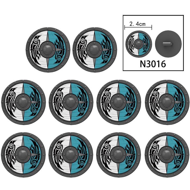 MOC Средневековый Военный Замок Оружие Римский Рыцарь Шлем Щит Аксессуары Строительные Блоки Зеленый Дракон Лев Крестоносец Кирпичи Игрушка