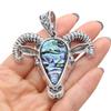 1Pc, Green Natural Abalone Shell Pendant, Vintage Bullhead and Sheep Head Charms for DIY Women Men Necklace Keychain Hanging Decoration Accessories