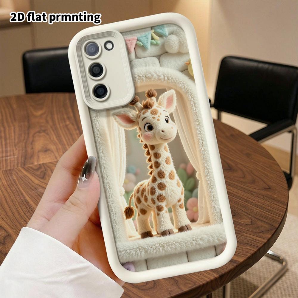 Phone Case: 2D flat, suitable for Samsung Galaxy A34 A35 M05 M06 S20 S22 S21 FE Plus 5G protective case, window-side giraffe, perfect Christmas and Ha