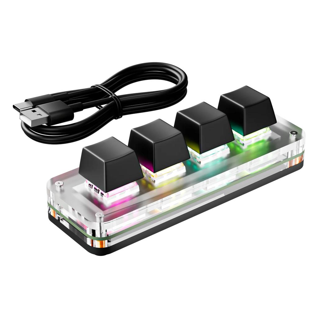 Мини Макро Механическая Клавиатура 4 Клавиши USB Проводная RGB Игровая Пользовательское Программирование Портативная Клавиатура Горячая Замена Переключателей для Photoshop