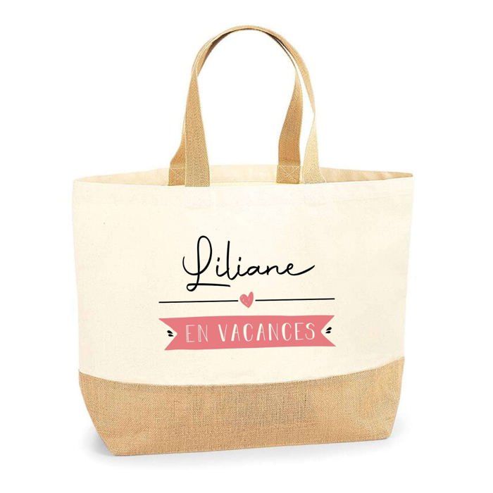 Cabas de Plage - PLANETEE - Liliane en Vacances - Jute naturel - Imprimé exclusif - Multicolore