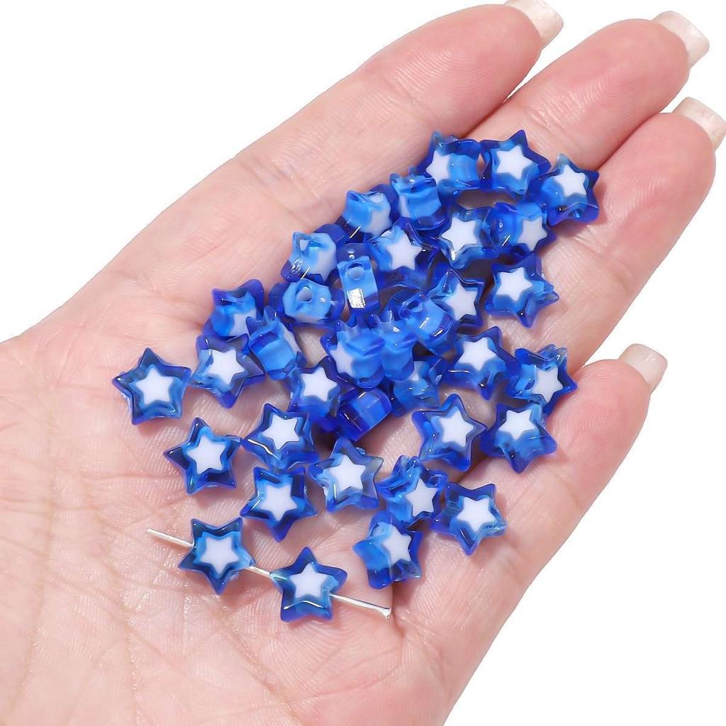 Бусины для браслетов ручной работы Акриловые двухцветные бусины Пентаграмма Бусины россыпью Бусины ручной работы Ожерелье из бисера своими руками Ювелирные изделия Аксессуары