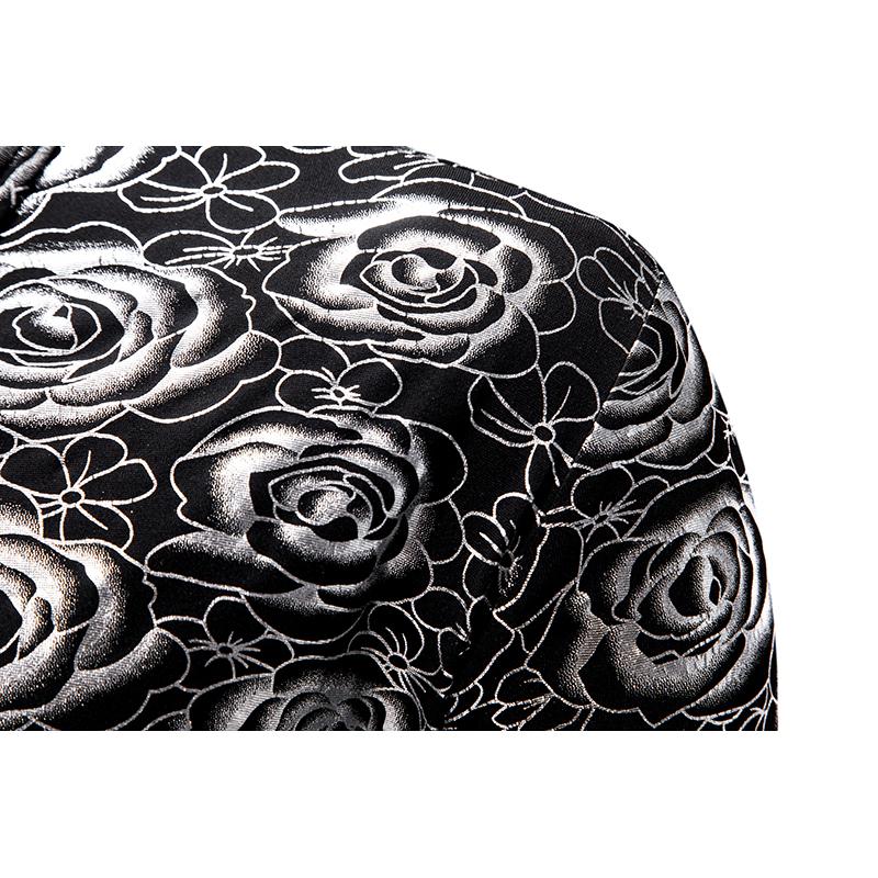 Мужская рубашка с принтом роз в европейском стиле, новая осенняя повседневная рубашка с длинным рукавом, мужская модная рубашка для вечеринок и ночных клубов