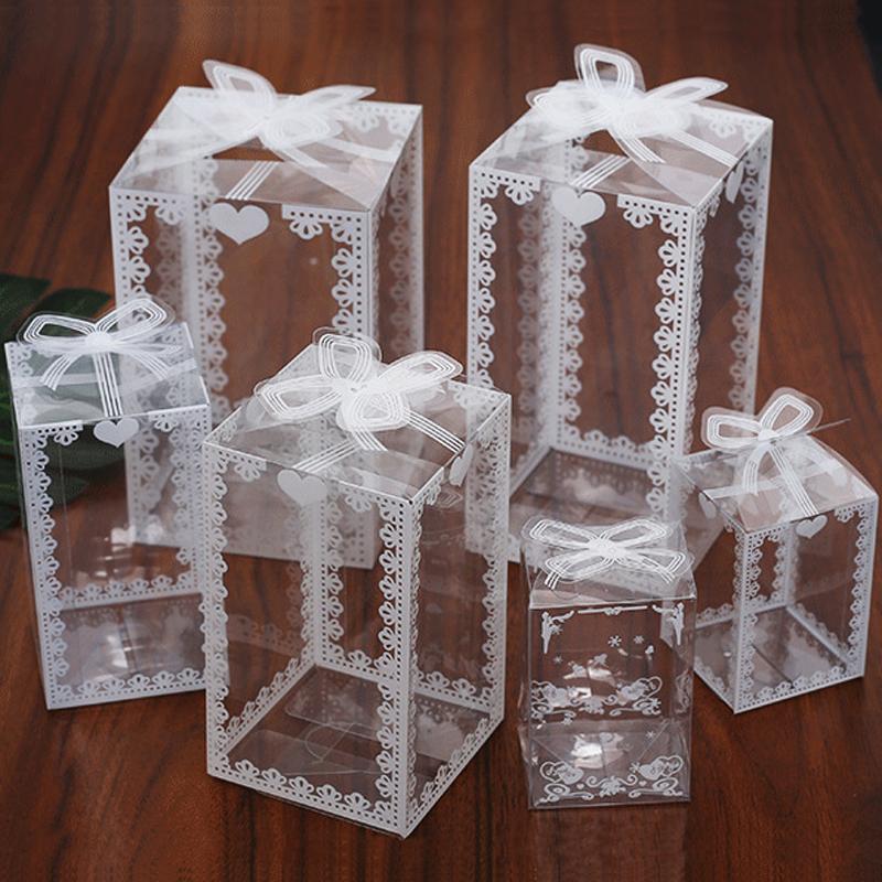 10PC Candy Case PVC Box Transparent Packing Apple Gift Packaging Santa Claus Snowman Elk Reindeer Candy Cake Wedding/Christmas