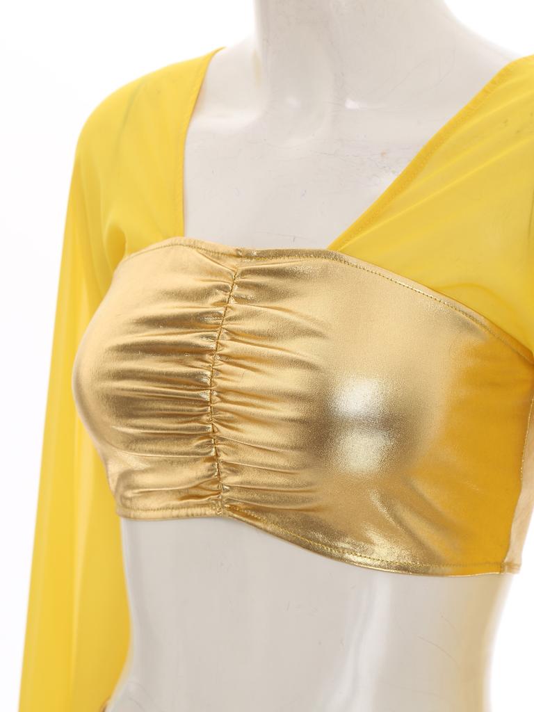 Womens Egyptian Cleopatra Costume Crop Top Split Chiffon Skirt Set Halloween Party Wear