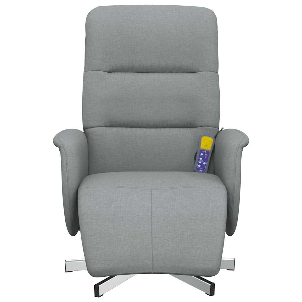 Massage Chair with Footrest Light Grey Fabric